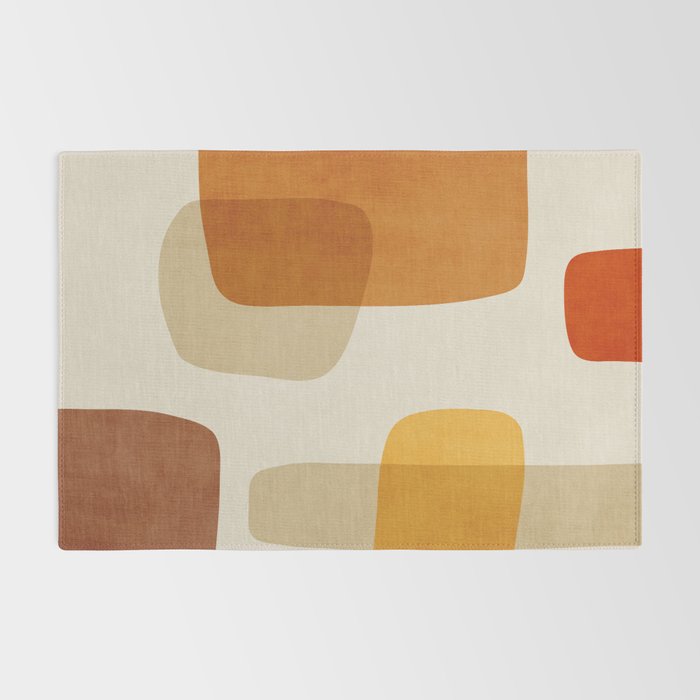 Modern Artwork Brown Tones Mustard Beige Rug Gallery Image 2