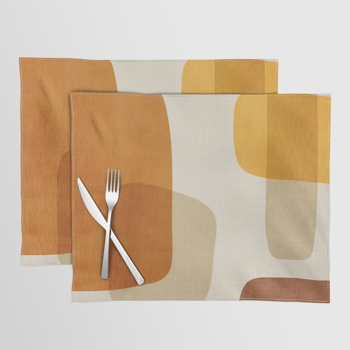 Modern Artwork Brown Tones Mustard Beige Placemat Gallery Image 1