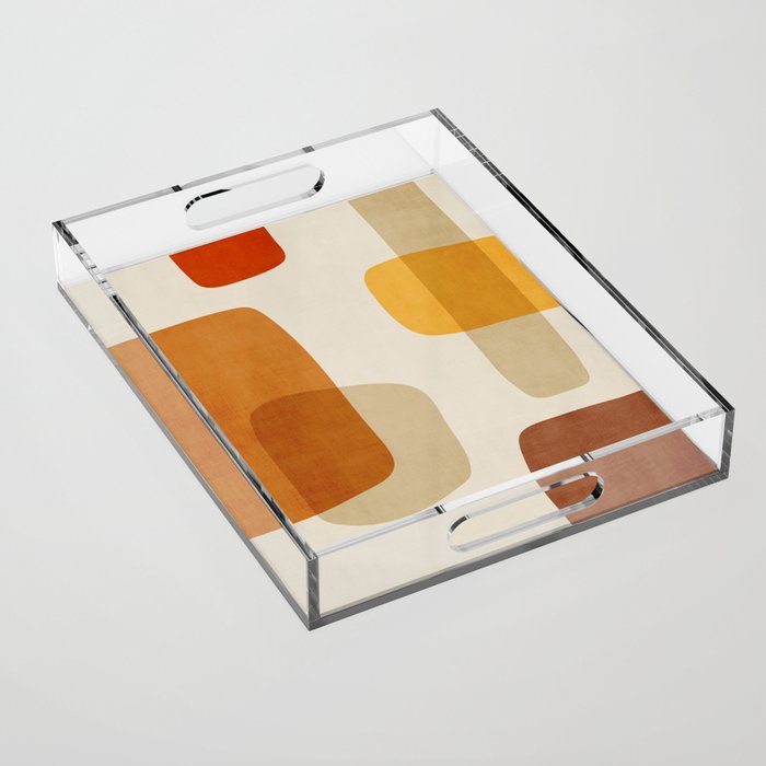 Modern Artwork Brown Tones Mustard Beige Acrylic Tray Gallery Image 1