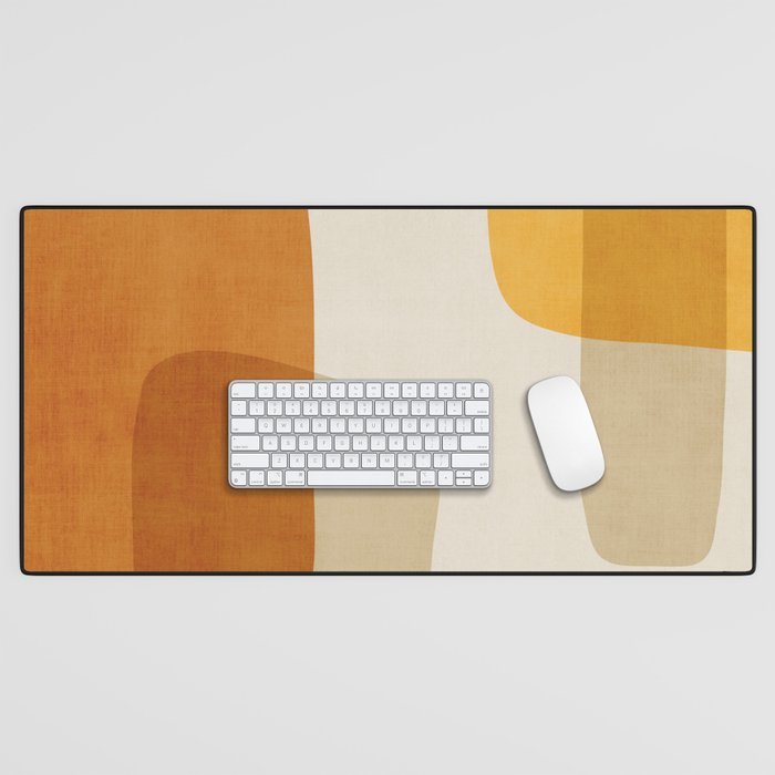 Modern Artwork Brown Tones Mustard Beige Desk Mat Gallery Image 1