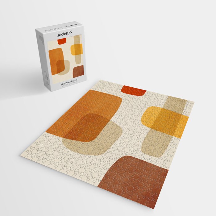 Modern Artwork Brown Tones Mustard Beige Jigsaw Puzzle Gallery Image 2