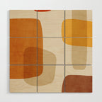 Modern Artwork Brown Tones Mustard Beige Wood Wall Art Gallery Image 1