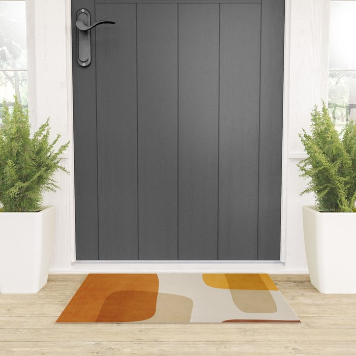 Modern Artwork Brown Tones Mustard Beige Welcome Mat Gallery Image 3
