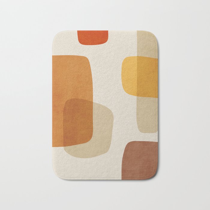 Modern Artwork Brown Tones Mustard Beige Bath Mat Gallery Image 1