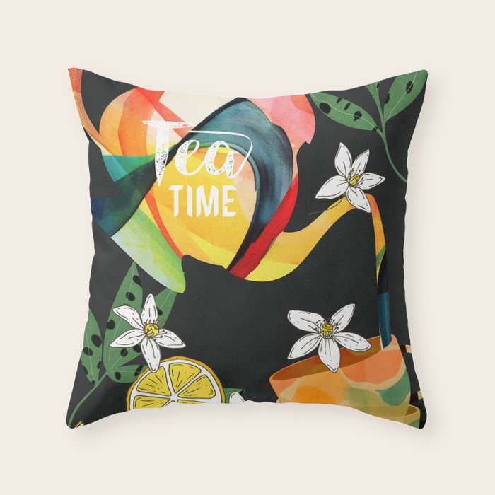 Tea Time 1 Throw Pillow Gallery Image 1