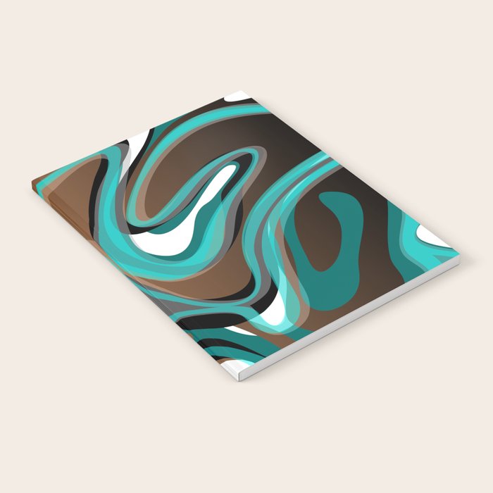 Liquify - Brown, Turquoise, Teal, Black, White Notebook Gallery Image 1