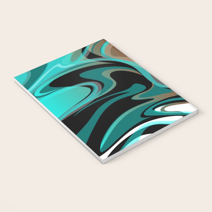 Liquify - Brown, Turquoise, Teal, Black, White Notebook Gallery Image 3