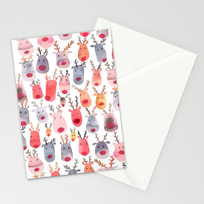 Christmas Winter Cute Reindeers Stationery Card Gallery Image 2