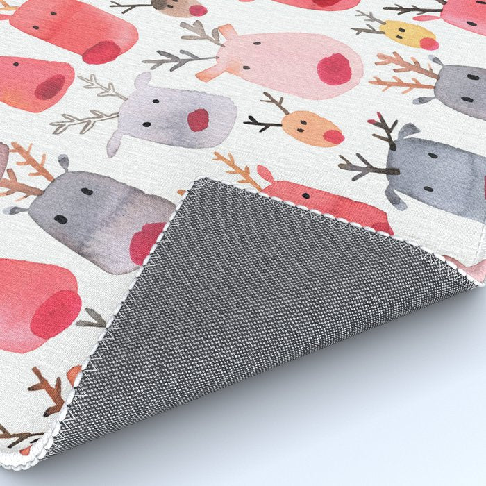 Christmas Winter Cute Reindeers Rug Gallery Image 4