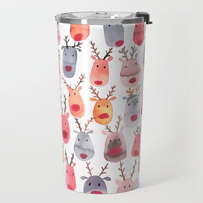 Christmas Winter Cute Reindeers Travel Mug Gallery Image 2