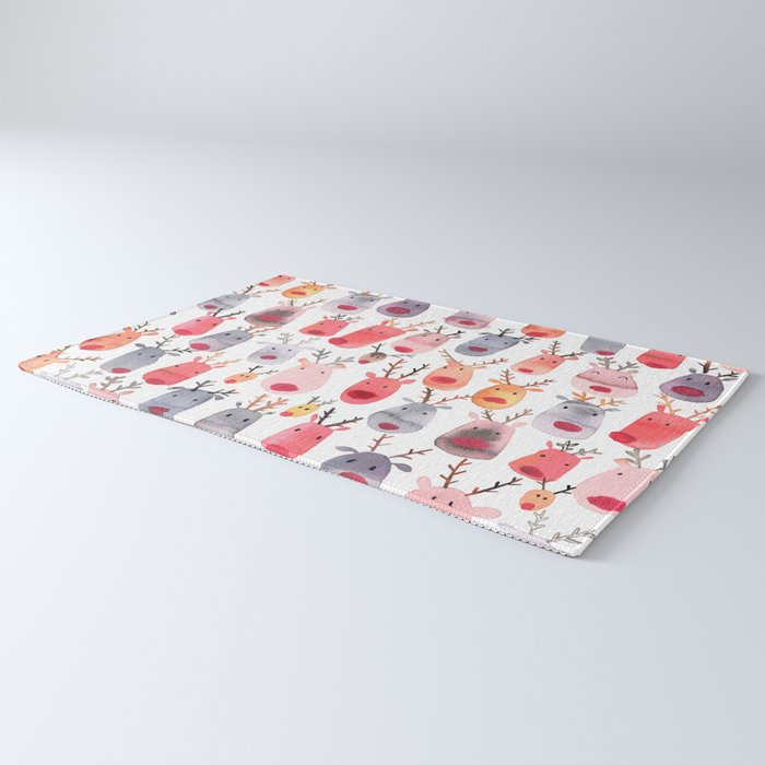 Christmas Winter Cute Reindeers Rug Gallery Image 3