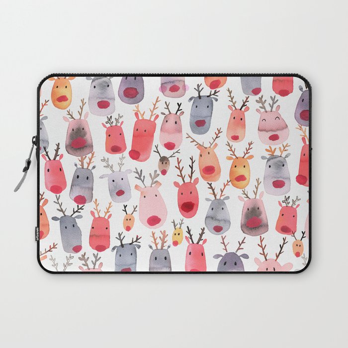 Christmas Winter Cute Reindeers Laptop Sleeve Gallery Image 1