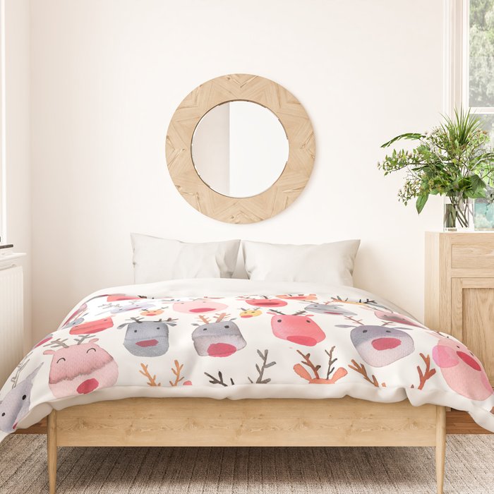 Christmas Winter Cute Reindeers Duvet Cover Gallery Image 3