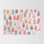 Christmas Winter Cute Reindeers Rug Gallery Image 2