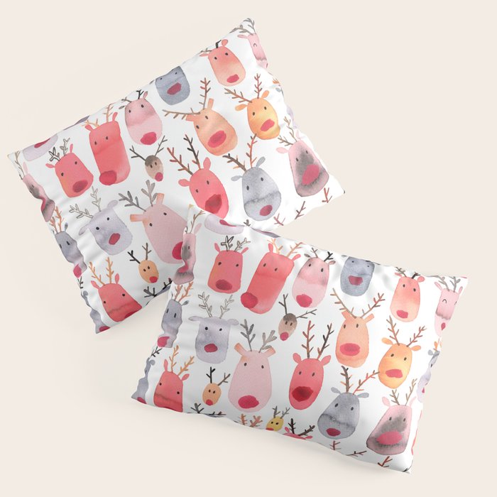 Christmas Winter Cute Reindeers Pillow Sham Gallery Image 3
