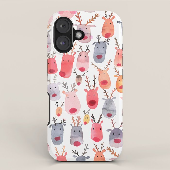 Christmas Winter Cute Reindeers iPhone Case Gallery Image 1