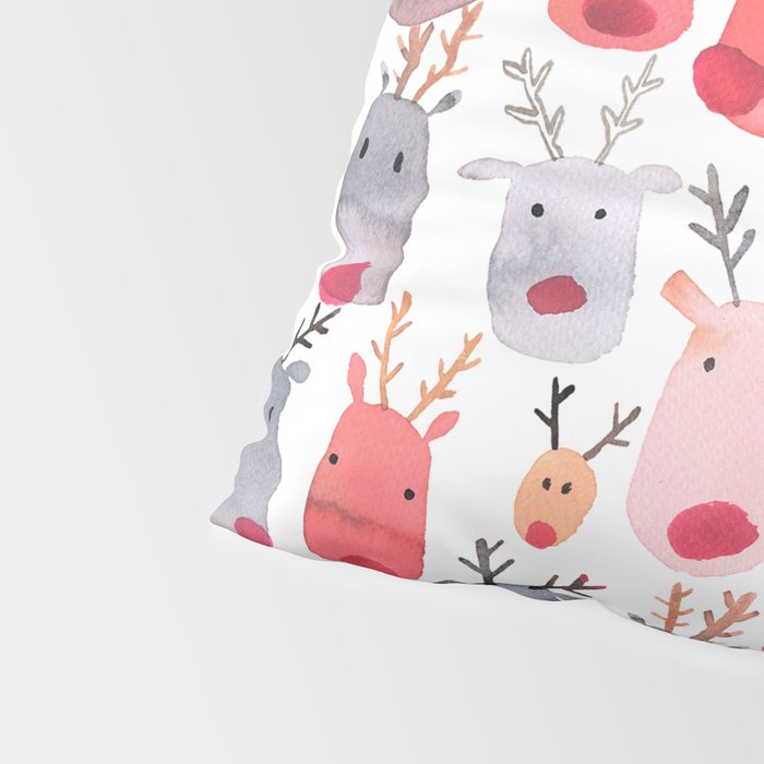 Christmas Winter Cute Reindeers Pillow Sham Gallery Image 4