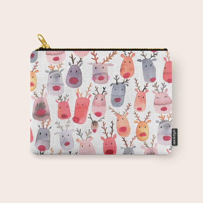 Christmas Winter Cute Reindeers Carry All Pouch Gallery Image 1