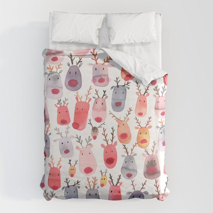 Christmas Winter Cute Reindeers Duvet Cover Gallery Image 6