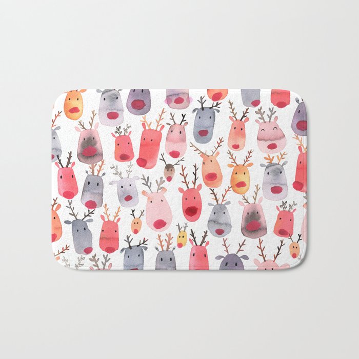 Christmas Winter Cute Reindeers Bath Mat Gallery Image 1