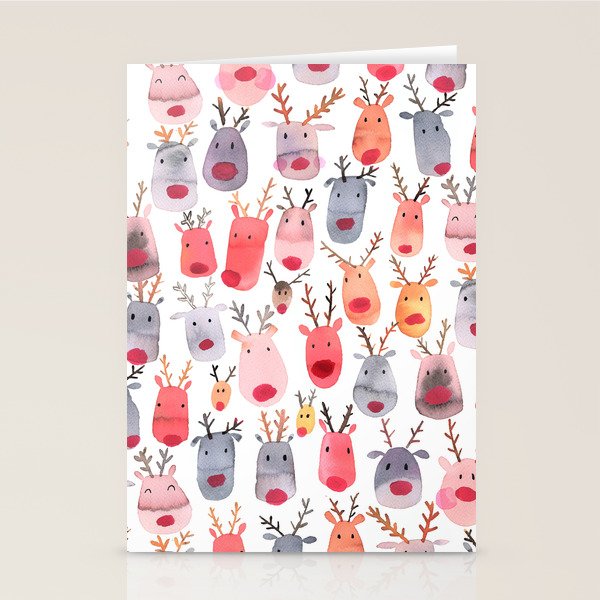 Christmas Winter Cute Reindeers Stationery Card Gallery Image 1