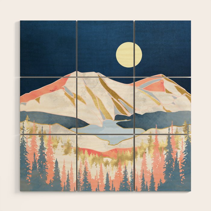 Lake Mountains Wood Wall Art Gallery Image 1