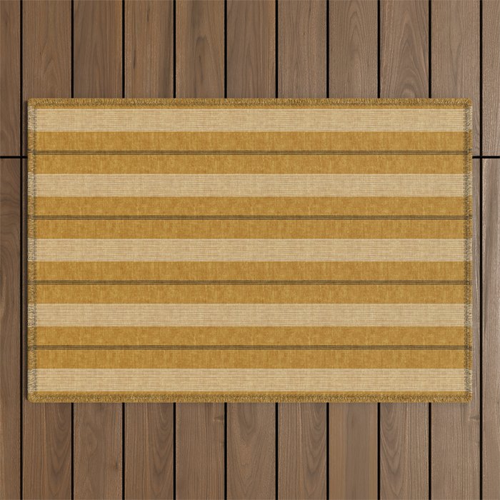 ivy stripes - mustard and black Outdoor Rug Gallery Image 1