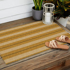 ivy stripes - mustard and black Outdoor Rug Gallery Image 2