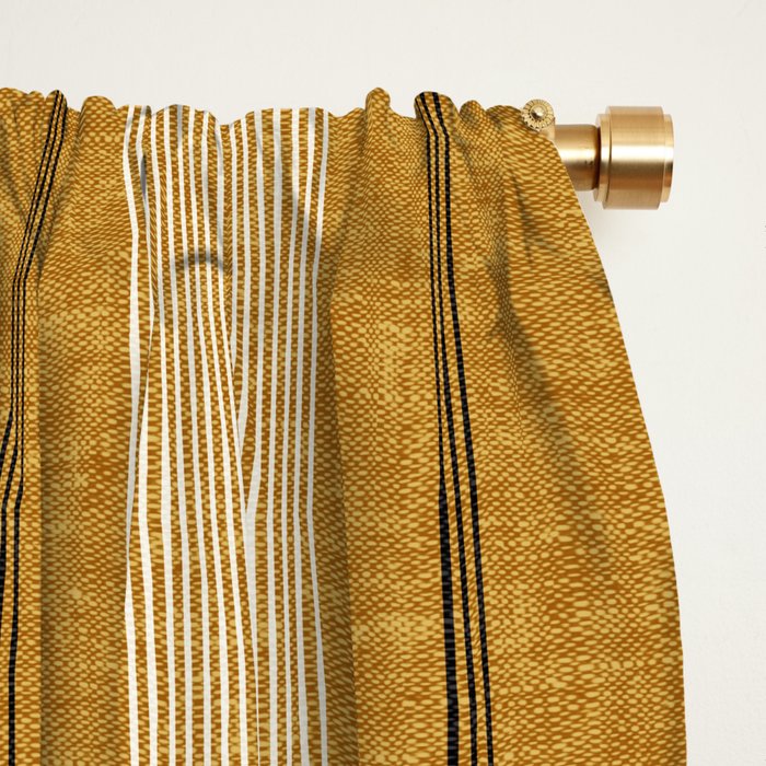 ivy stripes - mustard and black Window Curtain Gallery Image 2