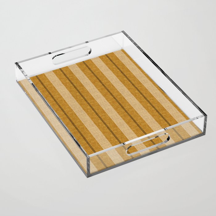 ivy stripes - mustard and black Acrylic Tray Gallery Image 1
