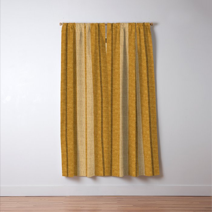 ivy stripes - mustard and black Window Curtain Gallery Image 3