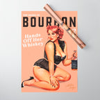 "The Babes Of Bourbon: Hands Off Her Whiskey" Vintage Curvy Pinup Girl Wrapping Paper Gallery Image 1