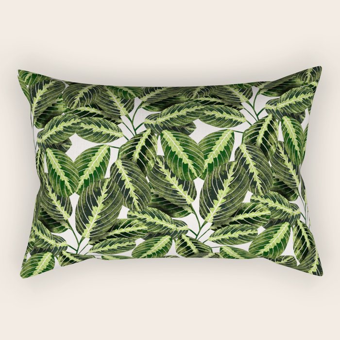 Maranta Lemon lime interior Plant Rectangular Pillow Gallery Image 1