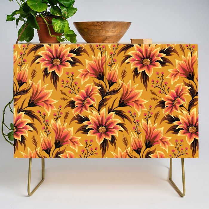 Gazania Floral - Orange Gold Credenza Gallery Image 1