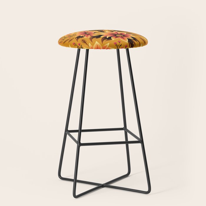 Gazania Floral - Orange Gold Stool Gallery Image 1