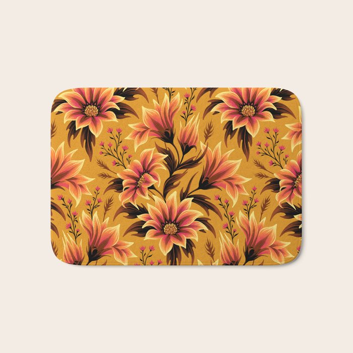 Gazania Floral - Orange Gold Bath Mat Gallery Image 1