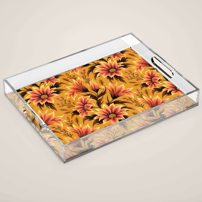 Gazania Floral - Orange Gold Acrylic Tray Gallery Image 1
