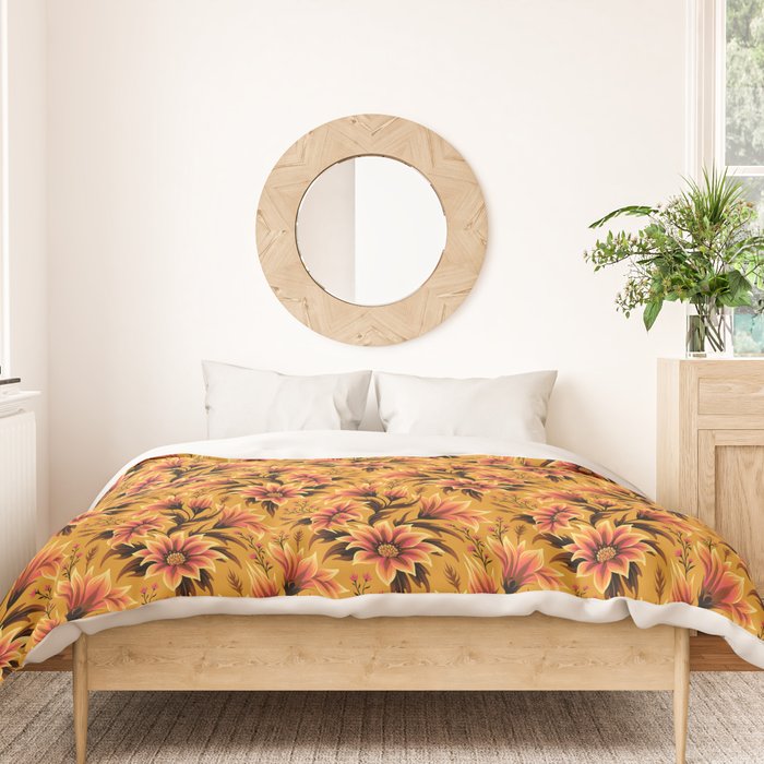 Gazania Floral - Orange Gold Duvet Cover Gallery Image 3