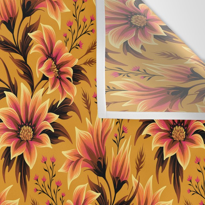 Gazania Floral - Orange Gold Wall Tapestry Gallery Image 3