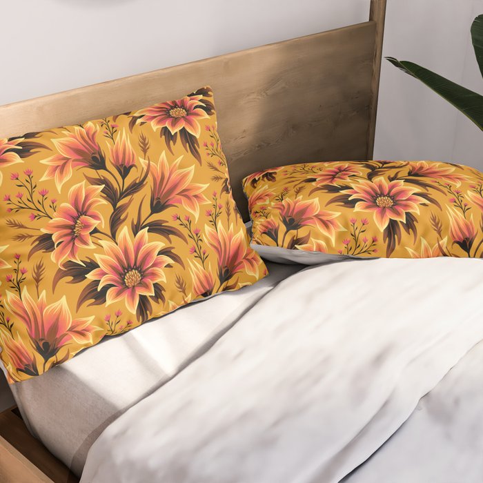 Gazania Floral - Orange Gold Pillow Sham Gallery Image 2