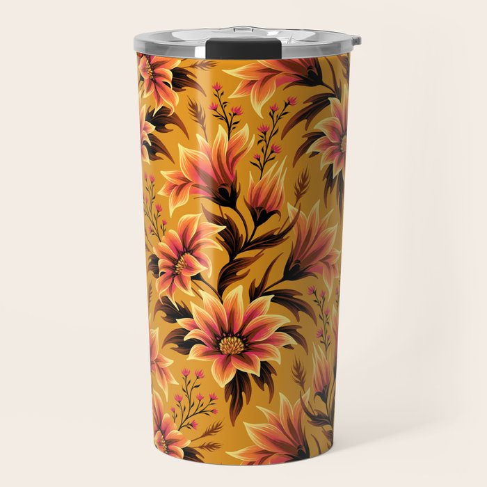 Gazania Floral - Orange Gold Travel Mug Gallery Image 1