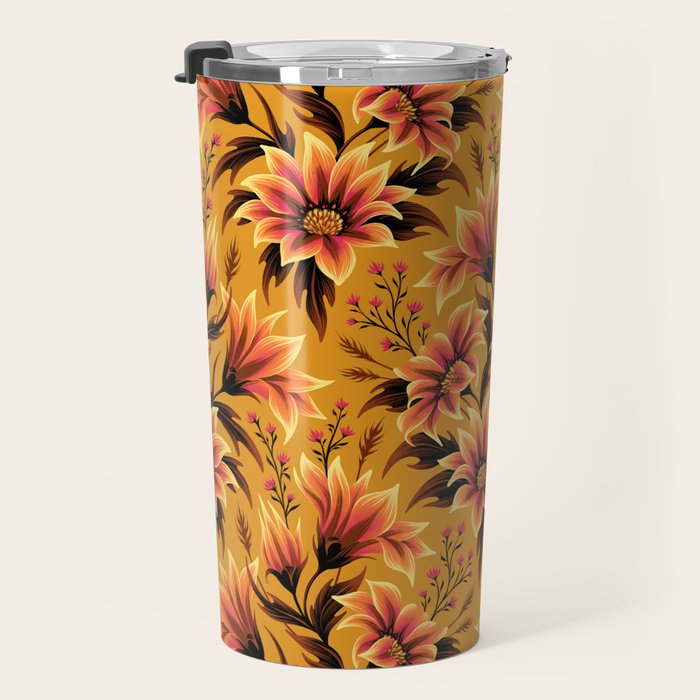 Gazania Floral - Orange Gold Travel Mug Gallery Image 3