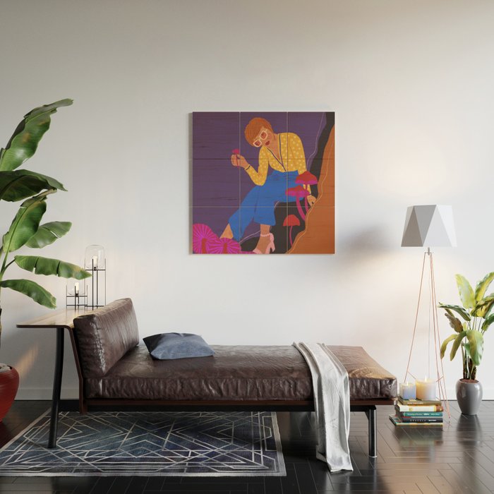 Mushrooms girl Wood Wall Art Gallery Image 2