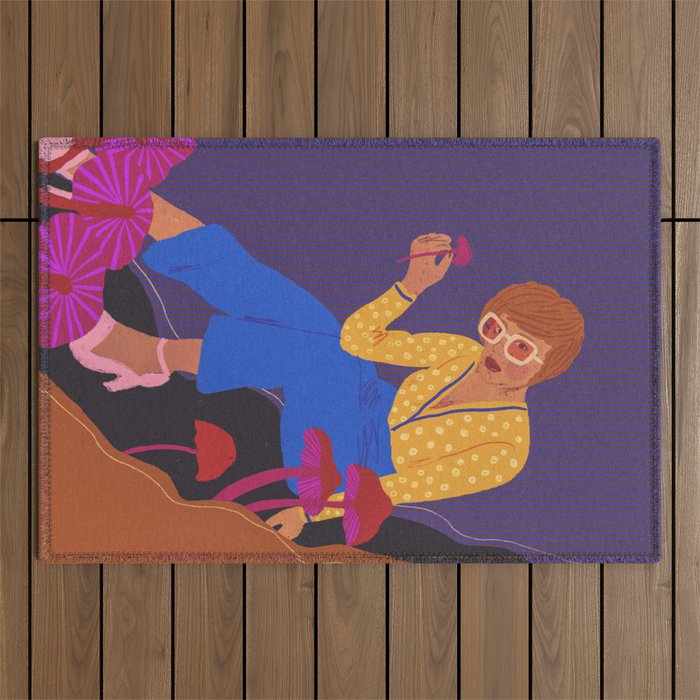 Mushrooms girl Outdoor Rug Gallery Image 1
