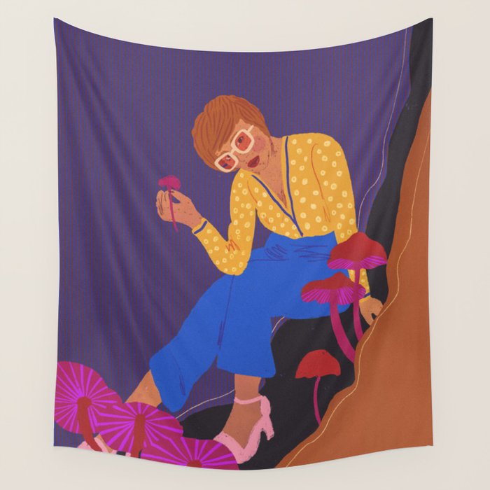 Mushrooms girl Wall Tapestry Gallery Image 1