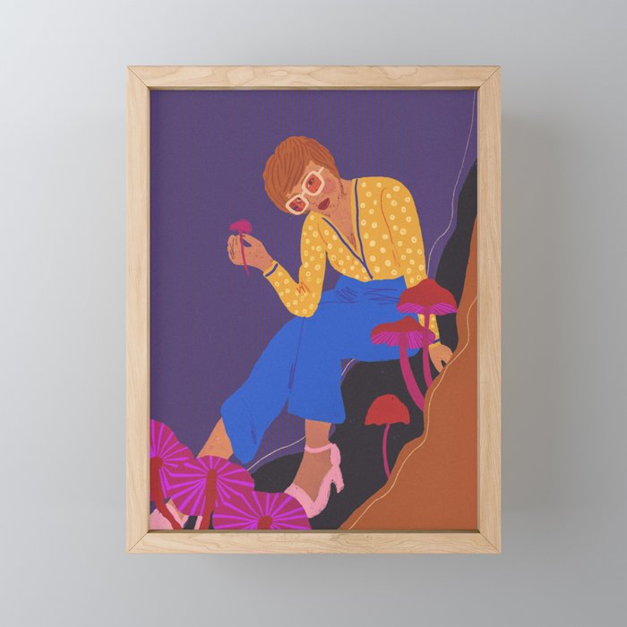 Mushrooms girl Mini Art Print Gallery Image 1