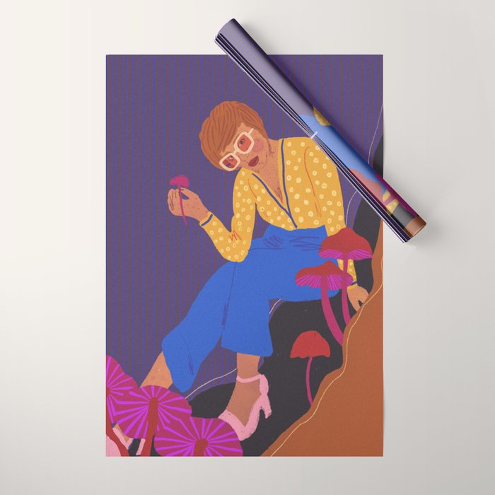 Mushrooms girl Wrapping Paper Gallery Image 1