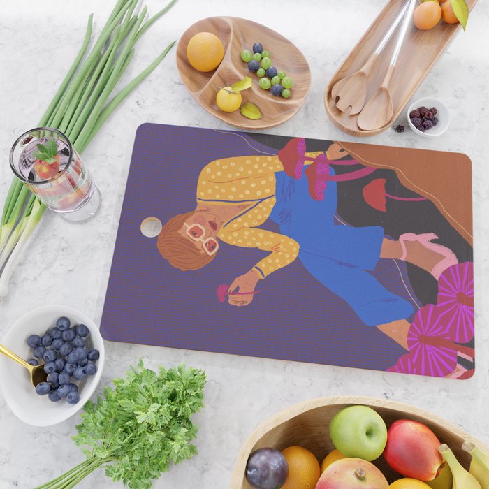Mushrooms girl Cutting Board Gallery Image 2