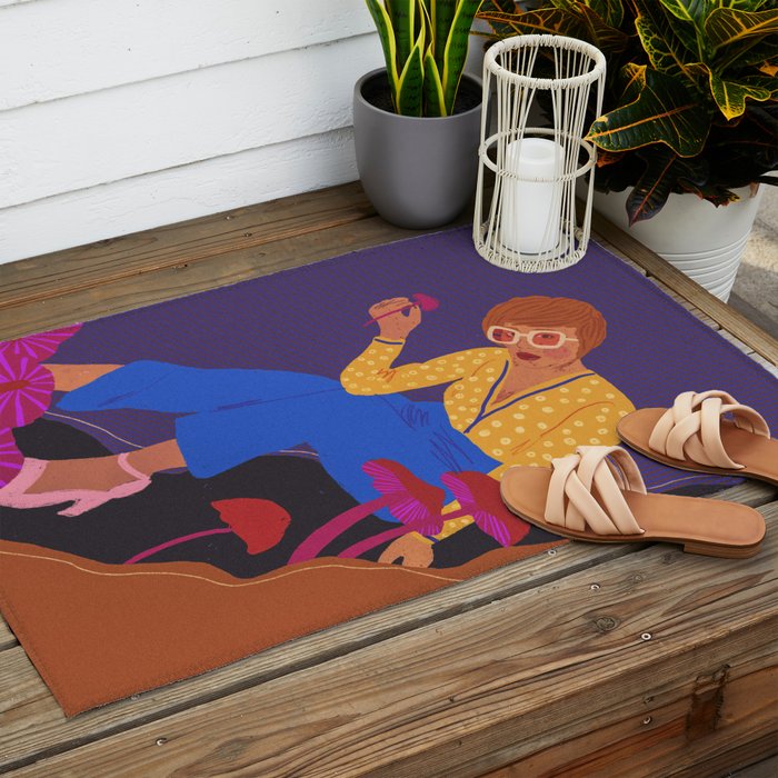 Mushrooms girl Outdoor Rug Gallery Image 2