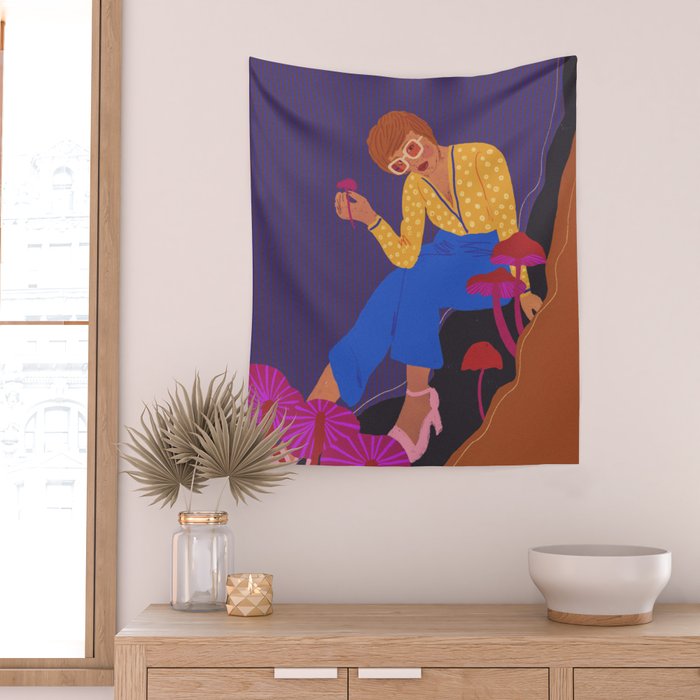 Mushrooms girl Wall Tapestry Gallery Image 2
